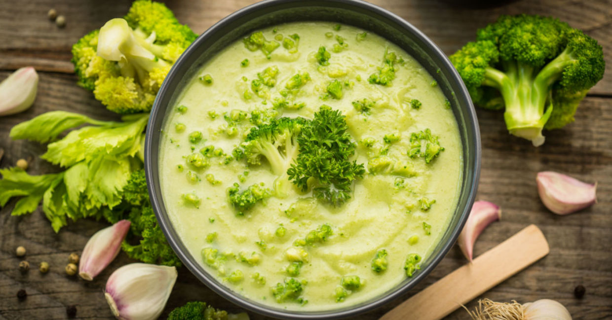Broccoli soup is full of nutrients.