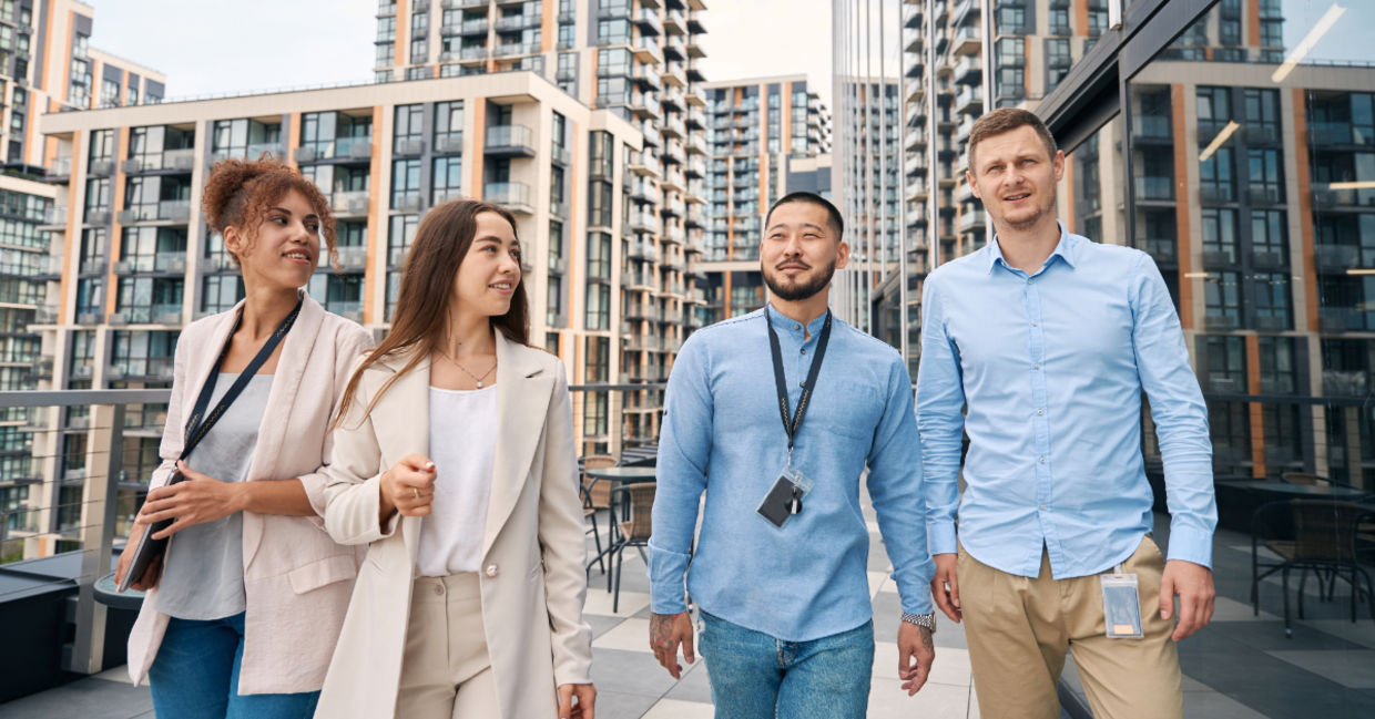 Taking a walk outside in the sunlight.