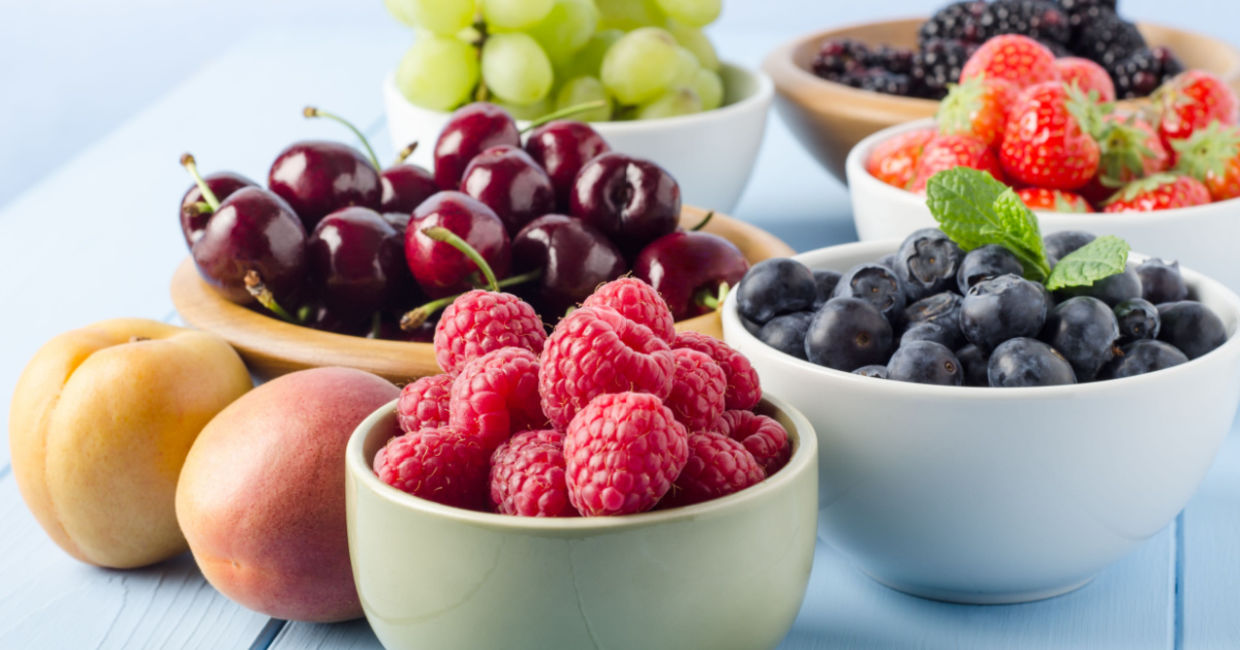 An assortment of summer fruits.