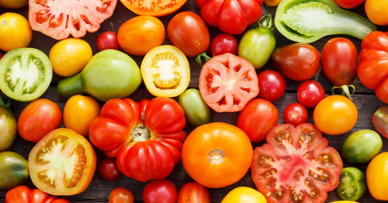 Various varieties of tomatoes.
