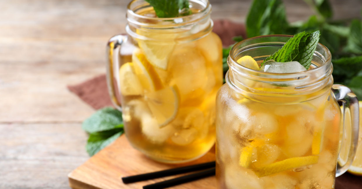 Enjoy an herbal iced tea to cool you down.