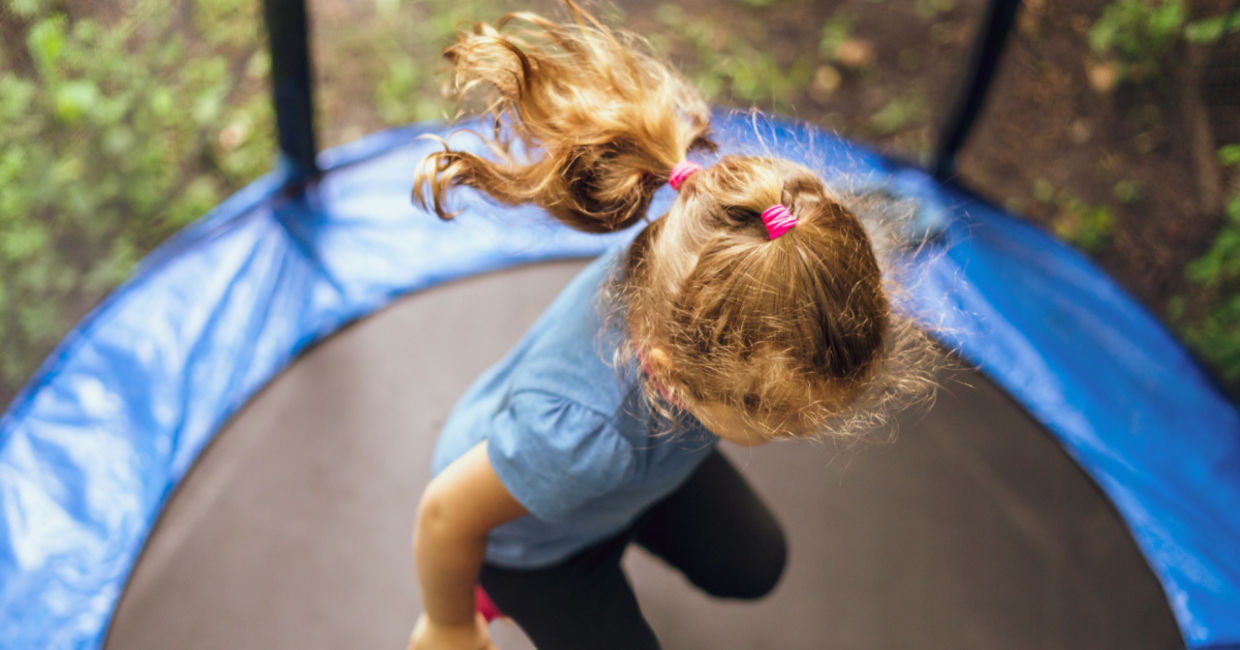 Jumping on a trampoline is healthy exercise.