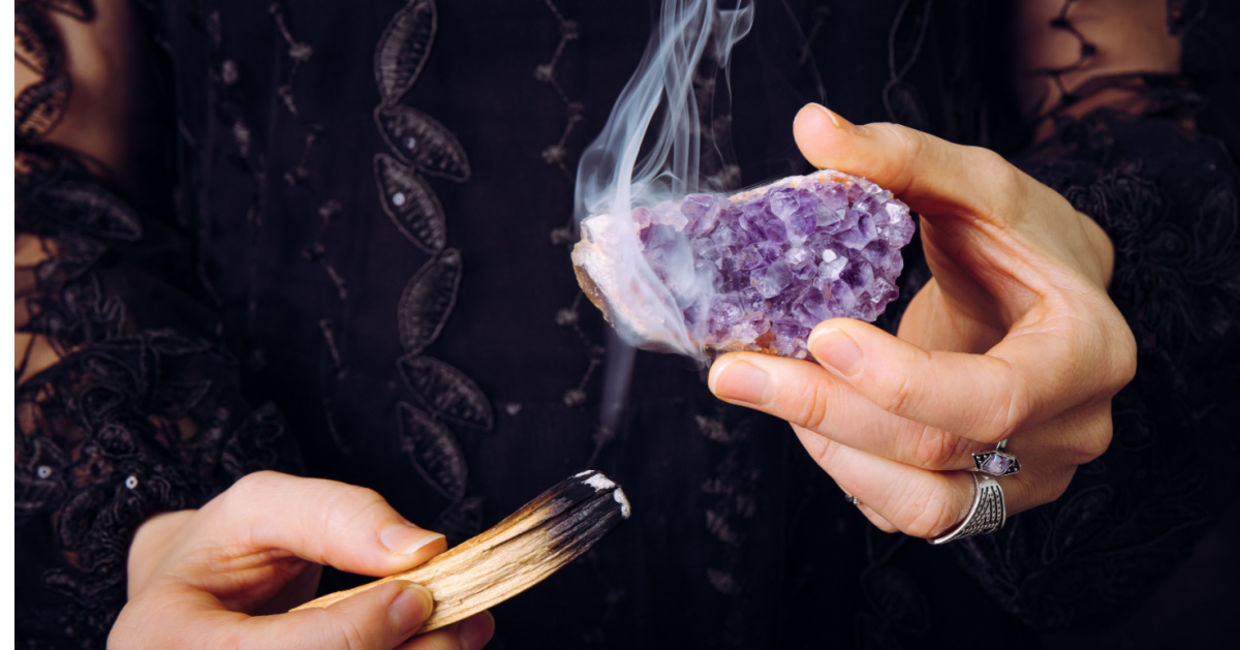 Combine smudging and crystals to cleanse negative energy.