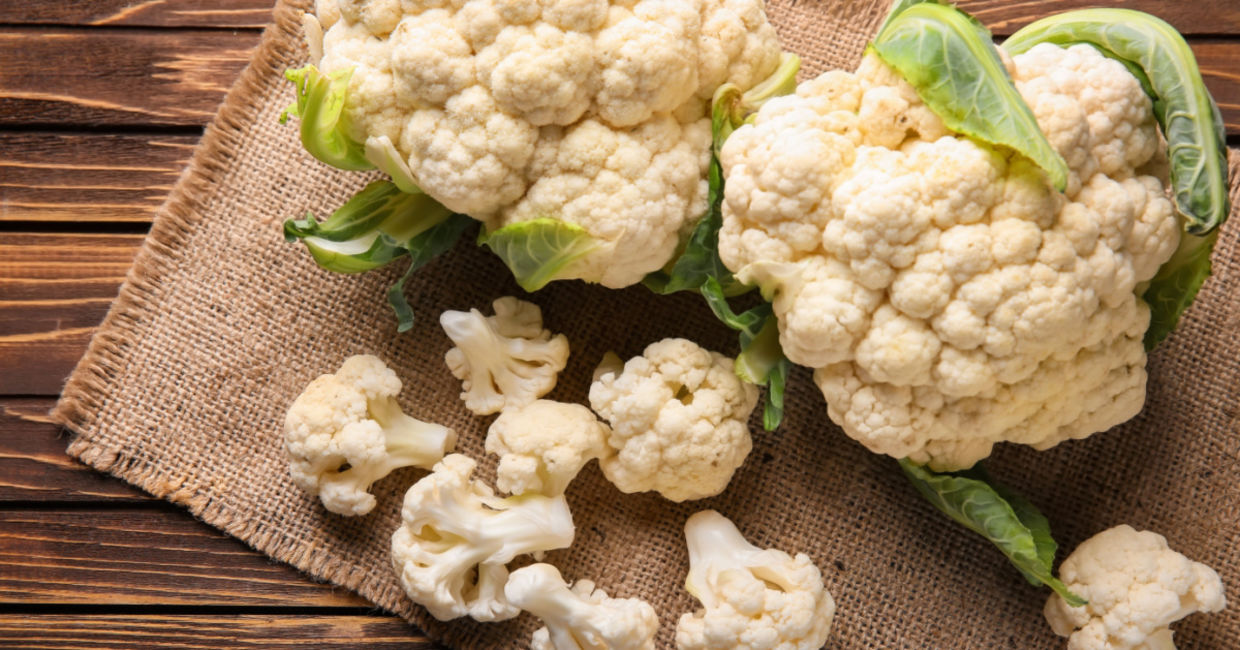 Raw cauliflower makes a healthy snack.