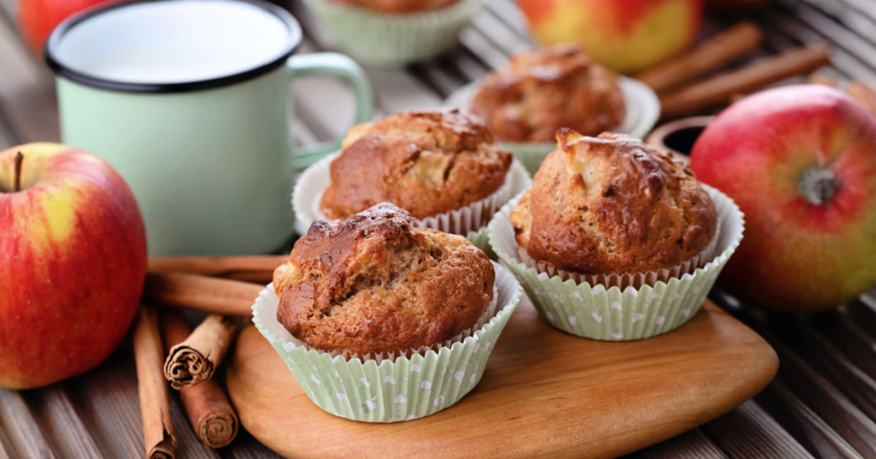 Enjoy apple muffins any time of the day.