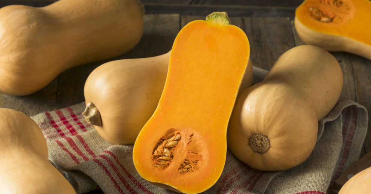 Uncooked butternut squash,
