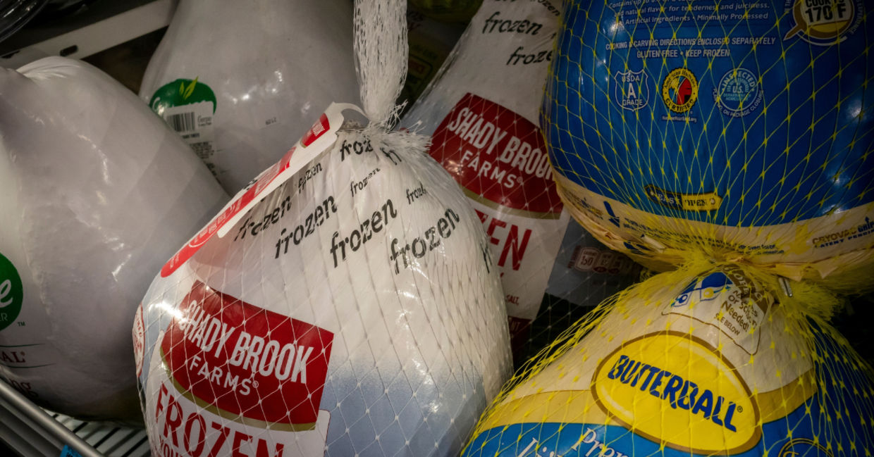 Frozen turkeys can be donated to a food bank.