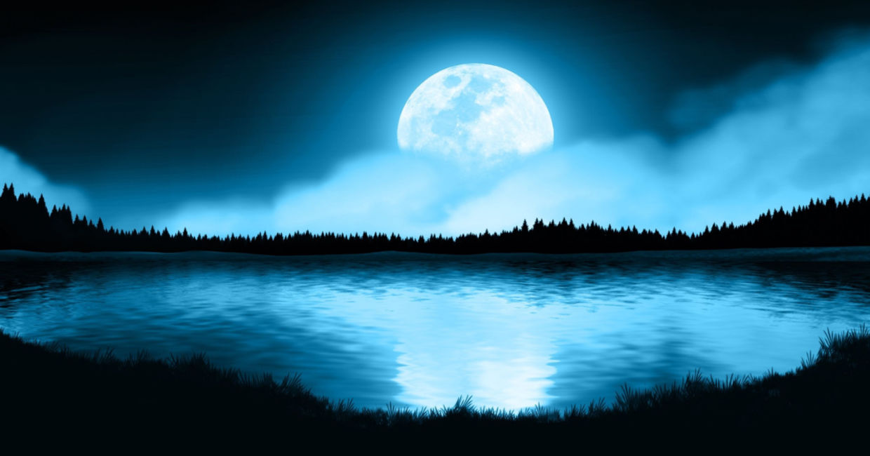 The moon reflecting on water.