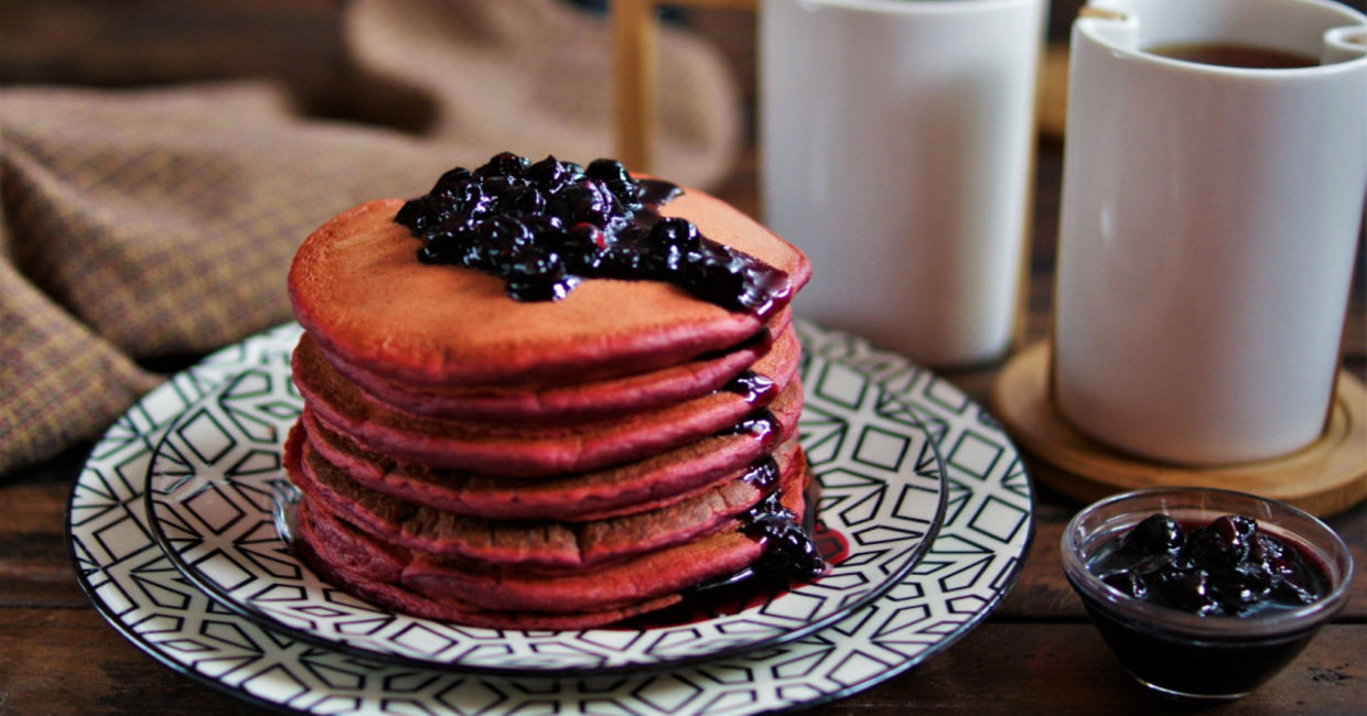 Beet pancakes for breakfast.