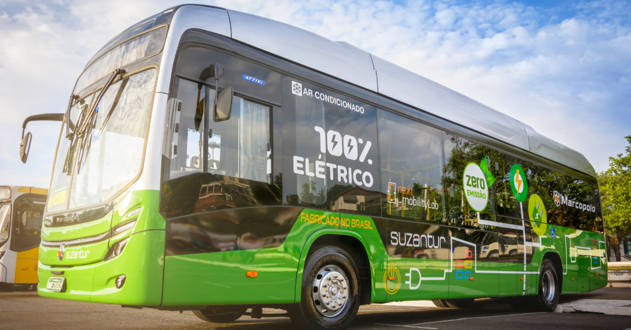 Public bus powered by electricity.