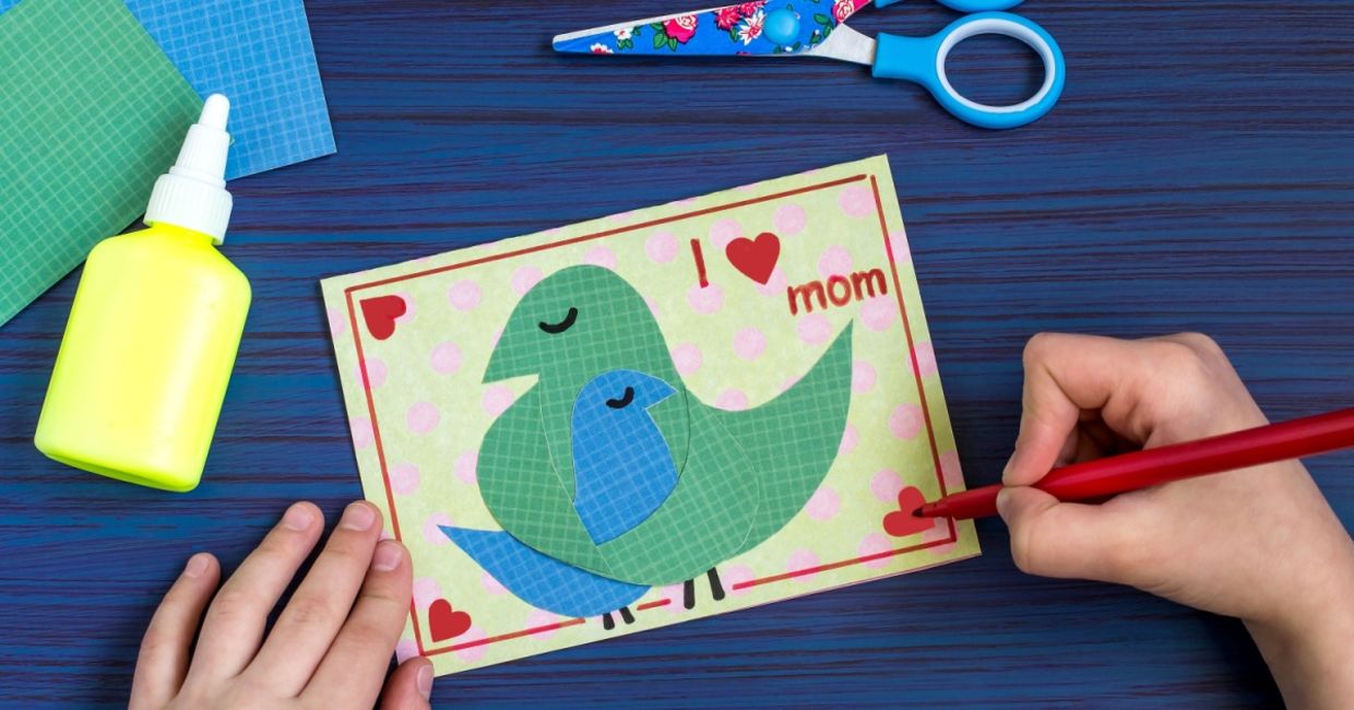 Making a card for mom.