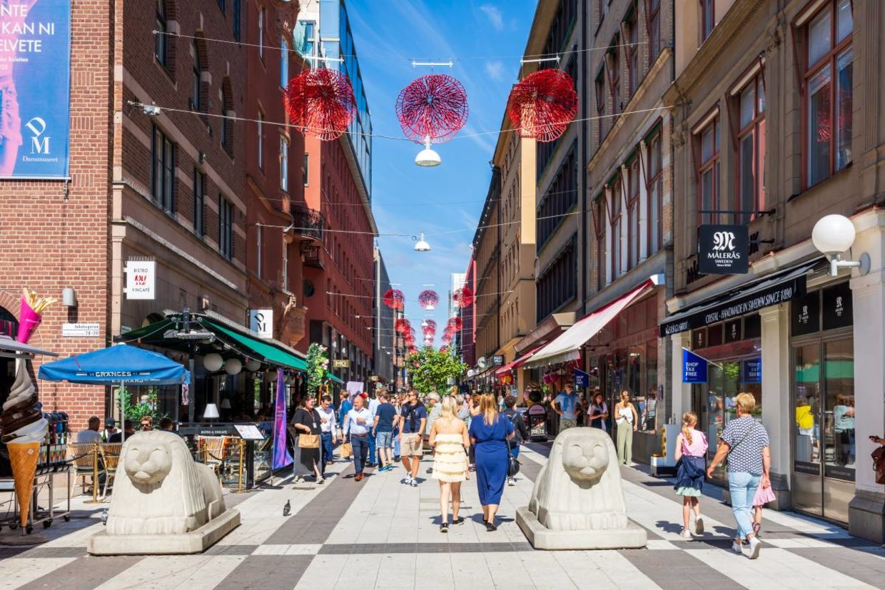Car-free street in Stockholm.