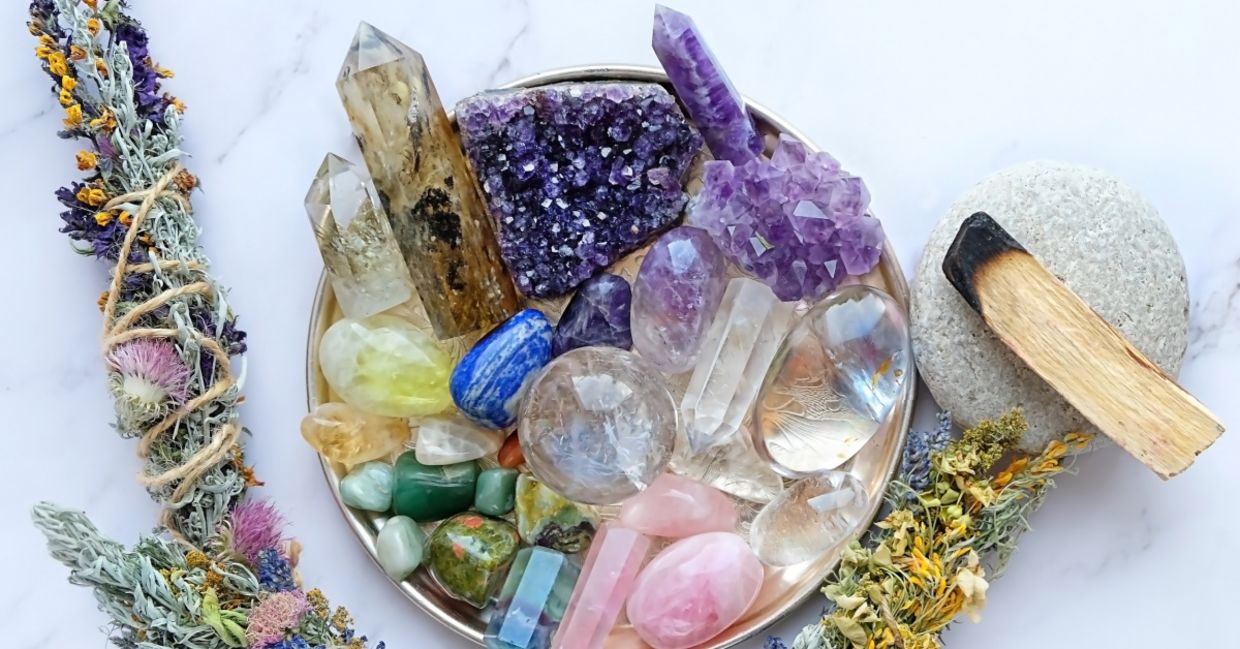 Crystals and gem stones.