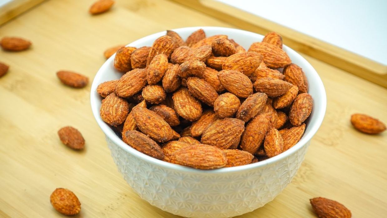 Super healthy almonds are full of nutrients.