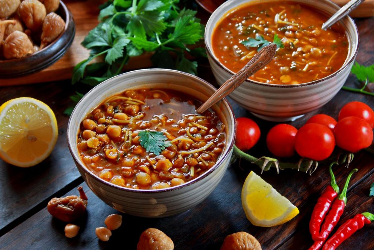 Harira: Moroccan tomato soup.