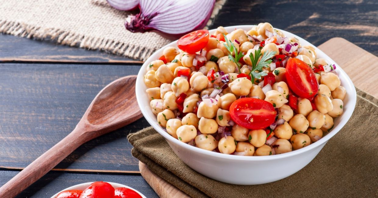 Chickpea salad makes a healthy lunch.