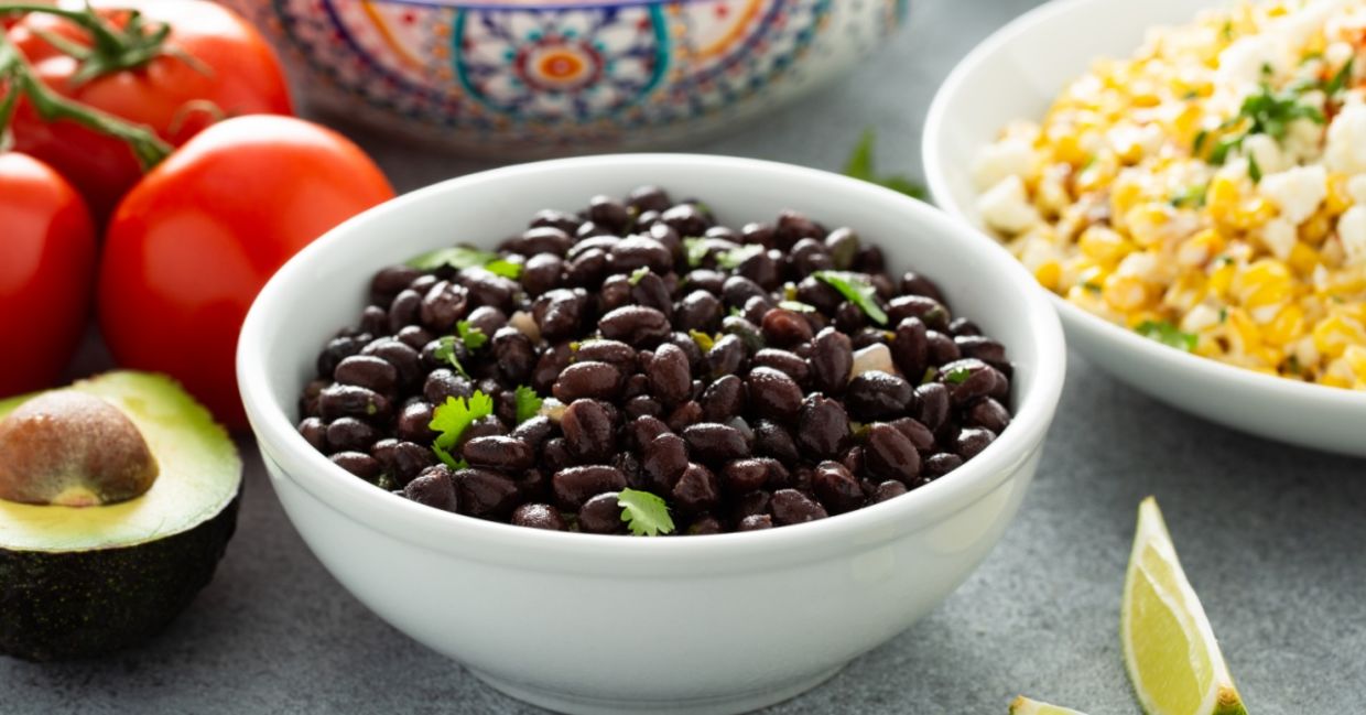 Black beans as part of a healthy meal.