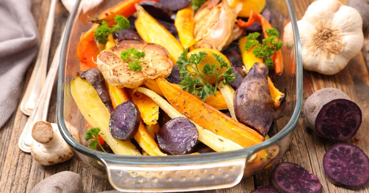 Roasted root vegetables will warm you up..