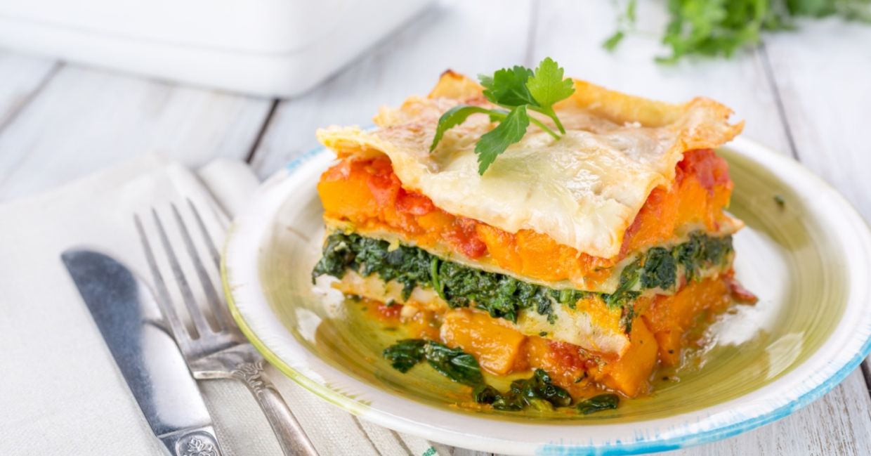 Enjoy this festive lasagna on Thanksgiving.