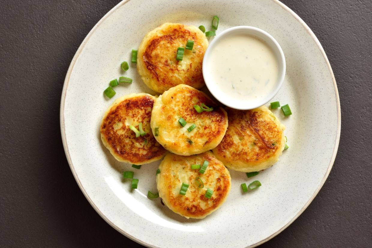 Potato packages on a plate.