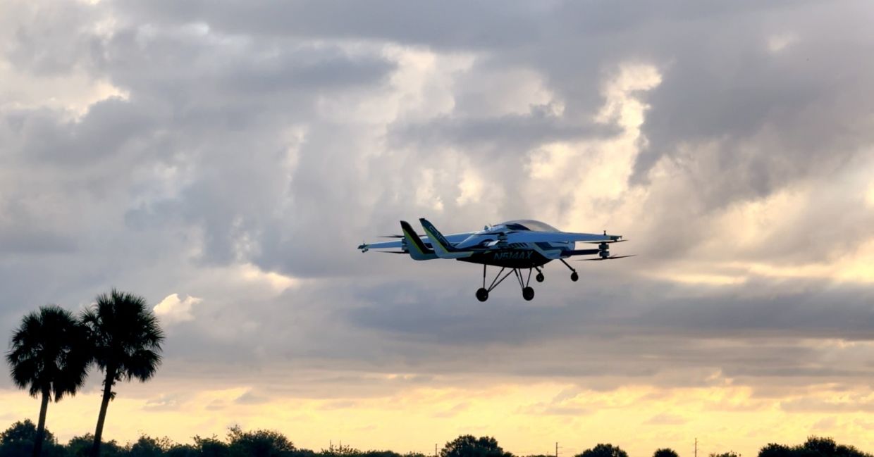 The AIR One two-seater electrical vertical takeoff and landing aircraft.