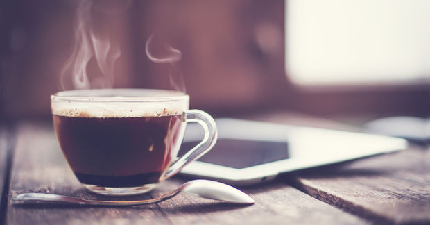 photo black coffee in a clear cup