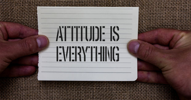 photo text on paper "ATITTUDE IS EVERYTHING"